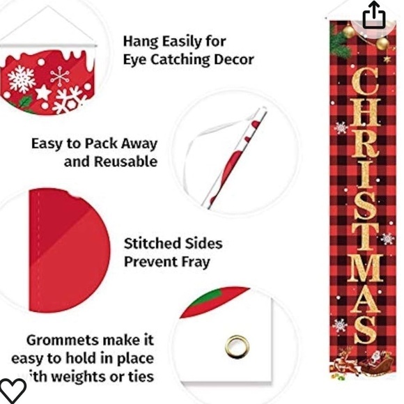 NEW Christmas Decorations Merry Christmas Banner Decor Porch Sign, Porch Banner - Picture 3 of 4